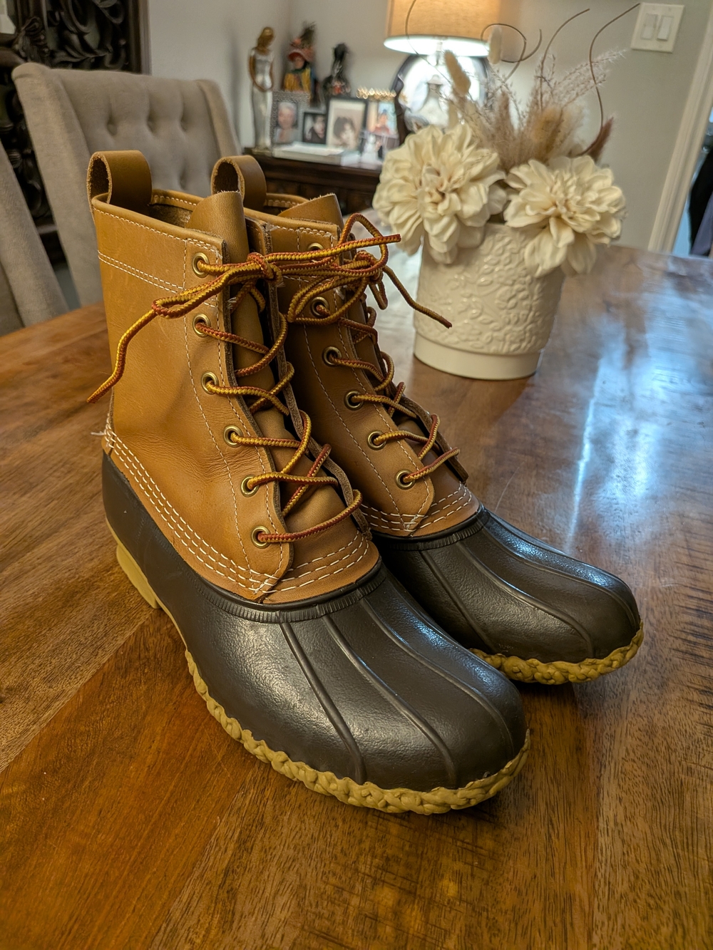 Vintage LL Bean Duck Boots Mens Size 8 N Brown Leather Waterproof Made In USA